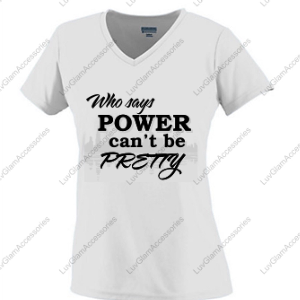 “Power/Pretty” Ladies VNeck T shirt